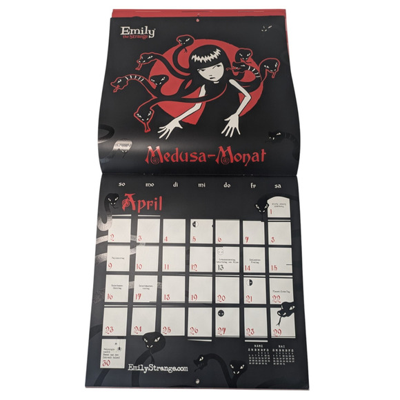 Emily The Strange 2006 Calendar German Edition Goth Hot Topic Black Cats Art - Picture 10 of 11